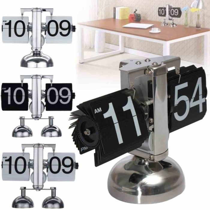 Terbaru Roxy Vintage Retro Table Flip Clock Desk Jam Meja Klasik Kamar Promo