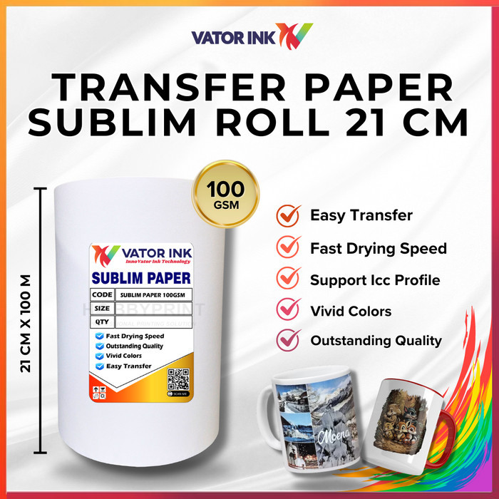 

PROMO! Kertas Sublim Roll A4 21cmX 100m Quick Dry Warna Pekat Sablon Kaos Mug