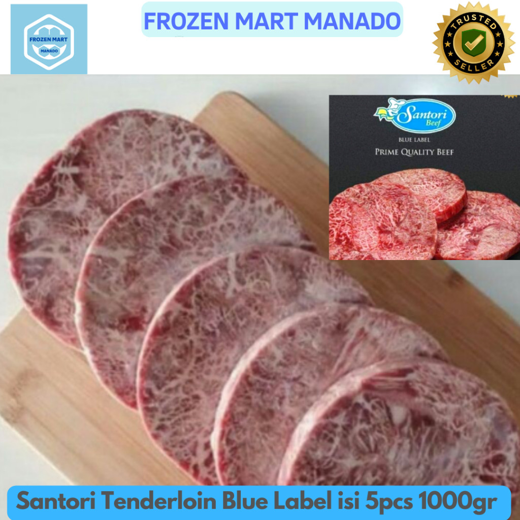 

Santori Tenderloin Beef Steak Blue Label isi 5pcs 1000gr - Frozen Mart Manado (Frozen Food Manado)