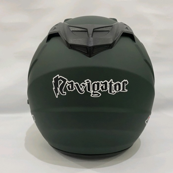 HELM MOTOR JP 7 POLOS HIJAU ARMY DOFF DEWASA SUDAH SNI (DOUBLE VISOR)