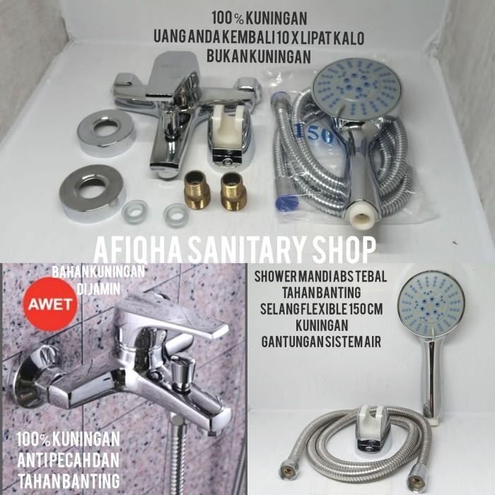 KRAN BATHUP PANAS DINGIN KUNINGAN LENGKAP SHOWER MANDI/KRAN SHOWER