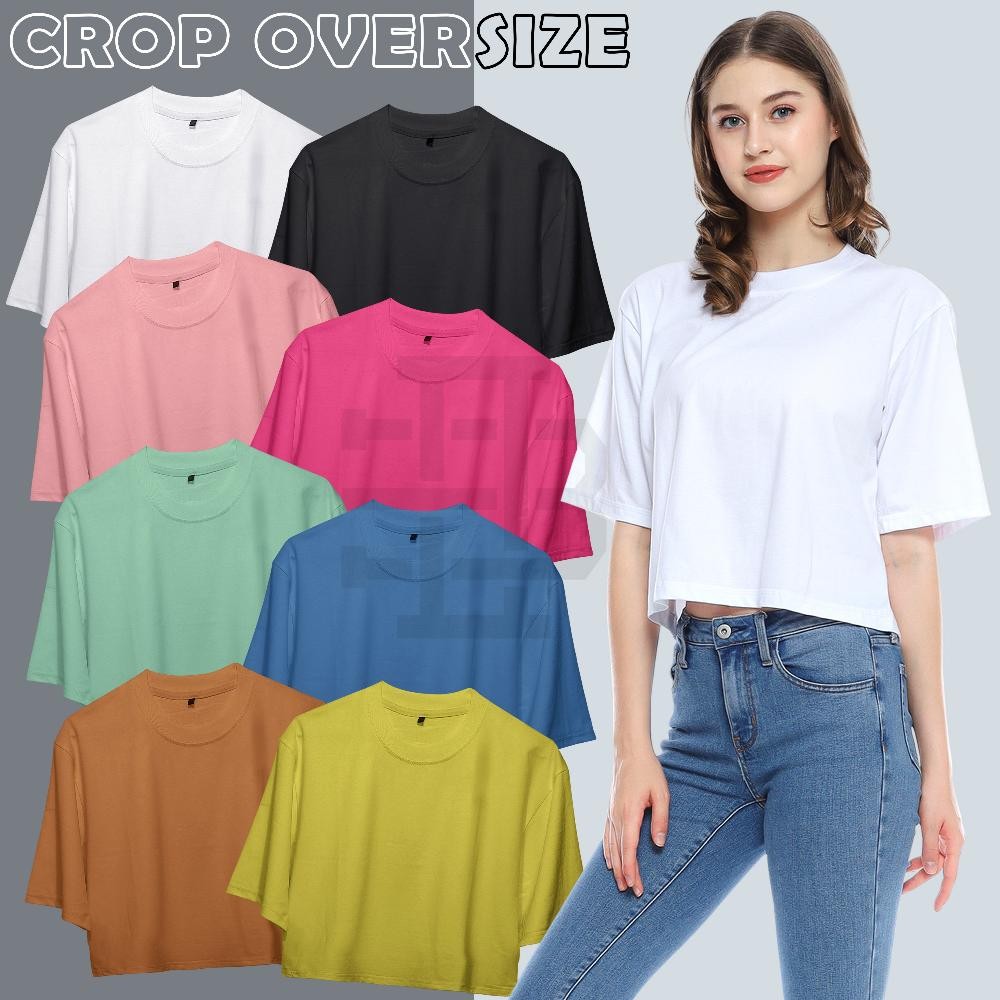 VIRAL KS23 - CROP TOP OVERSIZE COTTON COMBED 24S TEBAL BAJU CROP TEE OVERSIZE TSHIRT KOREA FASHION W