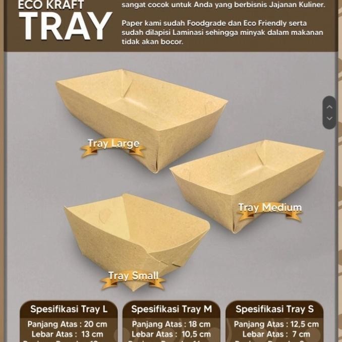 

Food Tray Pack Paper Kraft Tempat Snack Kentang Nugget Nasi Ukr M Isi 100 Original