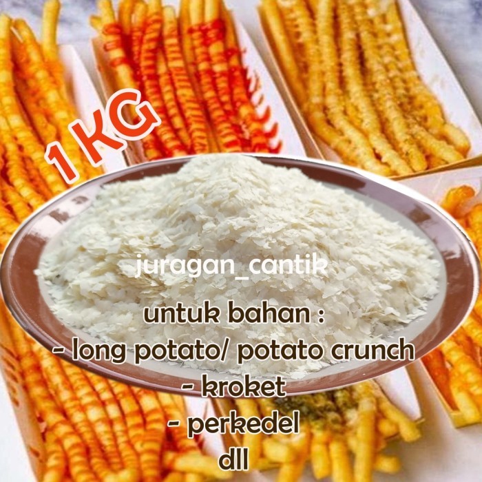 TERLARIS TEPUNG KENTANG POTATO FLAKES KASAR ISCON BALAJI INDIA HALAL BAHAN LONG POTATO MASHED POTATO