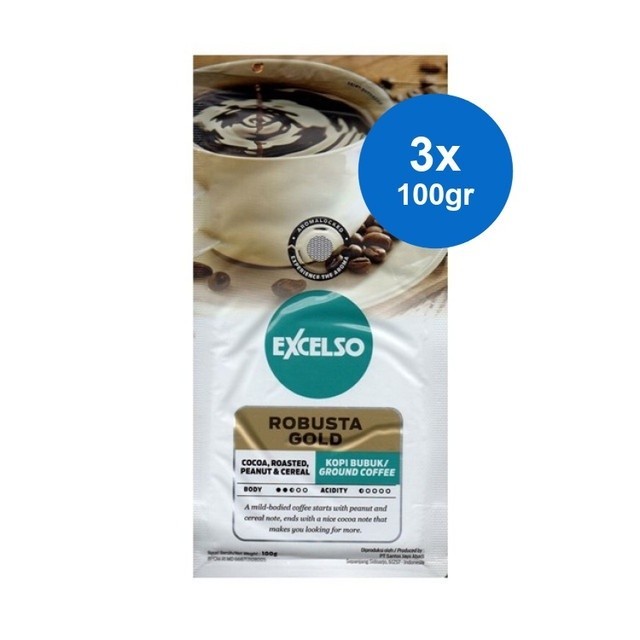 

TERLARIS EXCELSO ROBUSTA GOLD BUBUK KOPI 3 X 100 GR MURAH!!! MURAH
