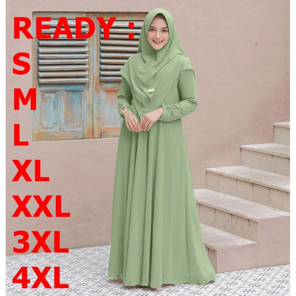 Maira Syar'i Gamis Plus Hijab Terbaru 2025 Set Syari Jumbo wanita mewah baju pengajian plus kerudung