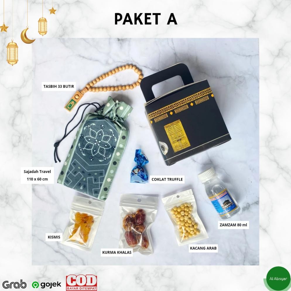 

SPIROS PAKET OLEH OLEH HAJI UMROH [ISI 50 PAKET ] BOX KABAH PREUM TIMUR TENGAH SET HAMPERS HAJI DAN UMROH HAMPERS HADIAH HAJI UMROH