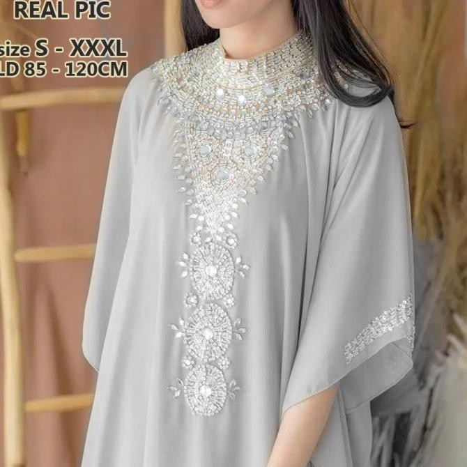 KAFTAN PESTA MEWAH ORI PAYET DIAMOND SILVER BLINK MEWAH ANGGUN SABRIN KAFTAN GAMIS LEBARAN 2025 MAXI