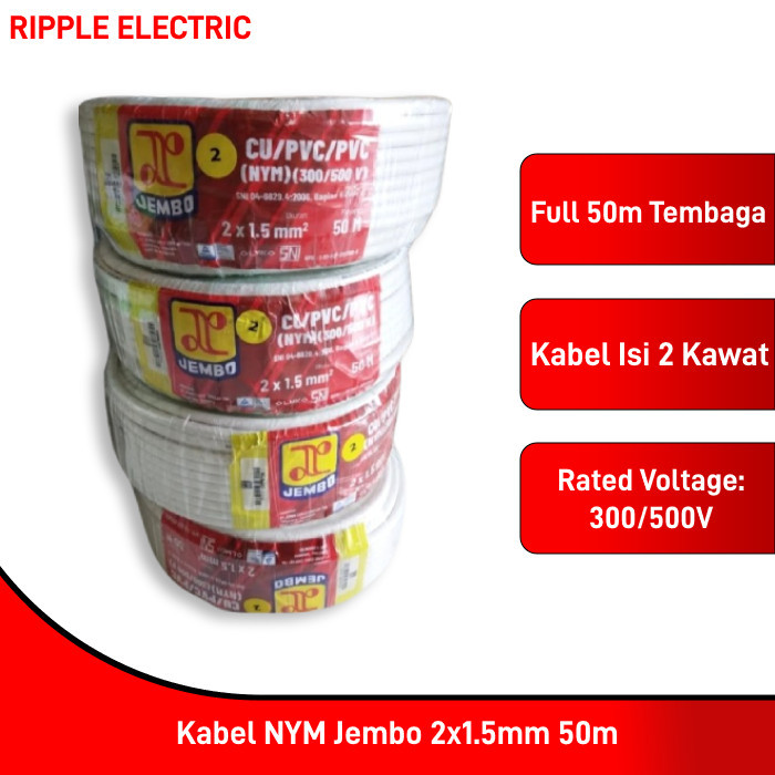 Kabel NYM 2x1,5mm 50m Jembo / Kabel Roll NYM 2x1.5mm 50m Jembo / Kabel Listrik Jembo NYM 2x1.5mm 50m