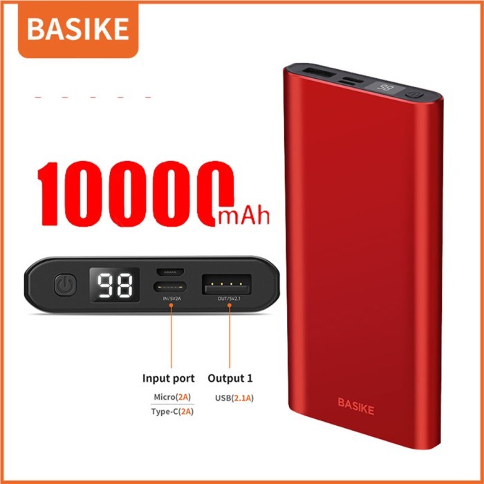 Powerbank Led 10000Mah Ori Basike 2 Inputs Type C Micro Fast Charging