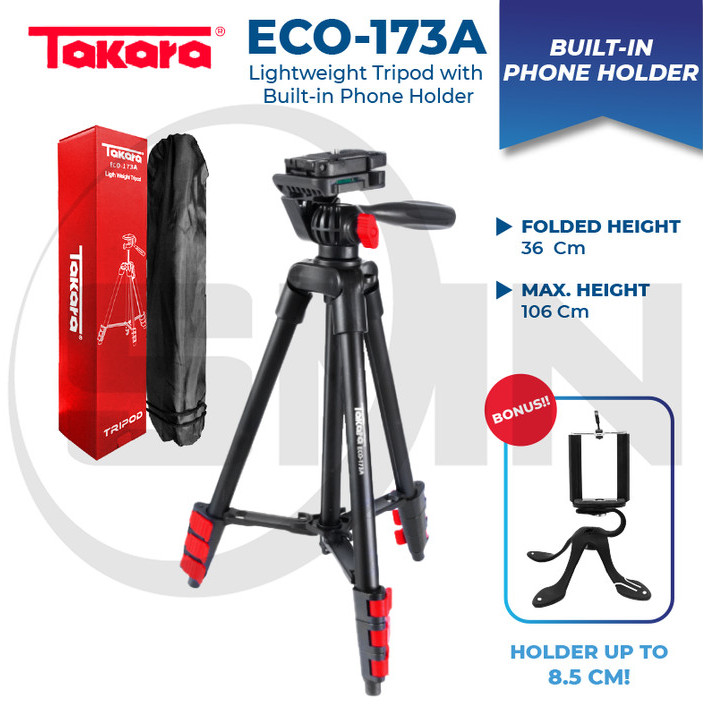 Paket Tripod Takara 173A Bonus Gekko Pod Dan Holder Hp
