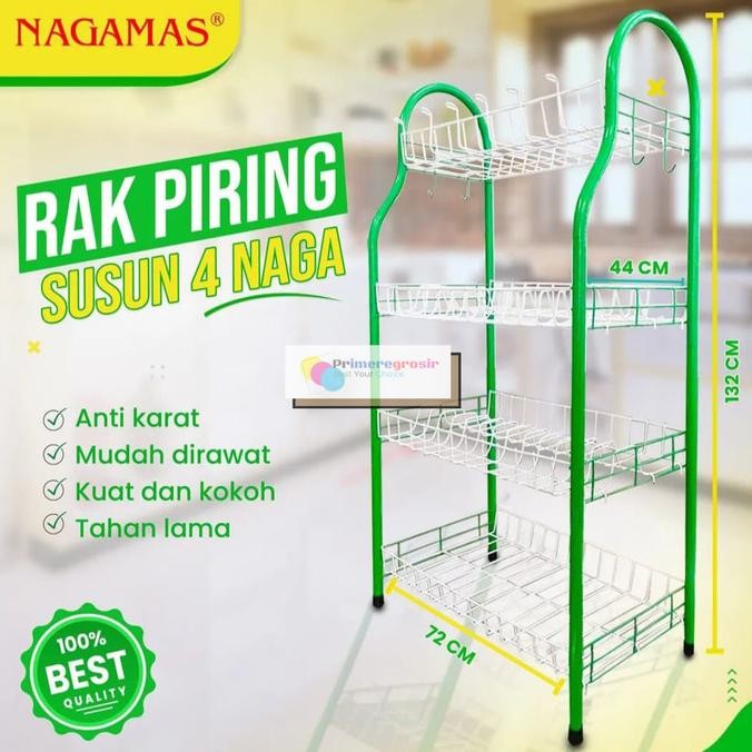 Rak Piring Wastafel Stainless 4 Susun Jumbo / Rak Dapur Serbaguna Shopgendis_
