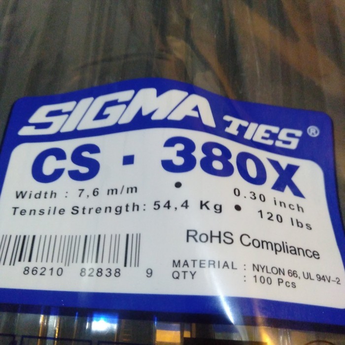 

KABEL TIES SIGMA CS 380 X HITAM ISI 100PCS