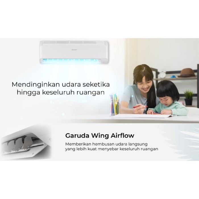 AC Sharp 1/2PK AH-A5BEY Low Watt Pendingin Ruangan 0.5PK