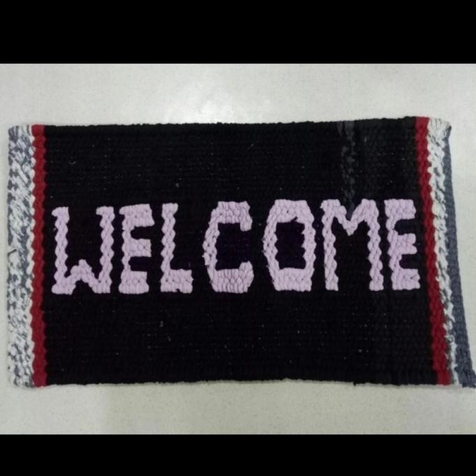 ASLI KESET KAIN WELCOME ANYAM BESAR LAP KAKI LANTAI 80 X 50 CM