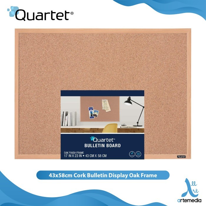 

QUARTET BULETIN BOARD - PAPAN OAK CORK OAKFRAME 17X23 INCH