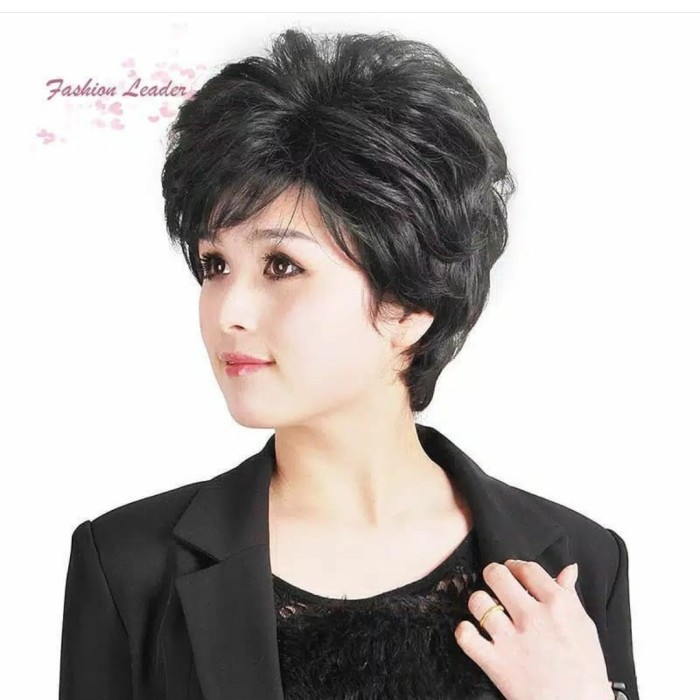 WIG WANITA PENDEK KERJA RAMBUT ASLI RAMBUT PALSU WIG NATURAL KOREA ORI