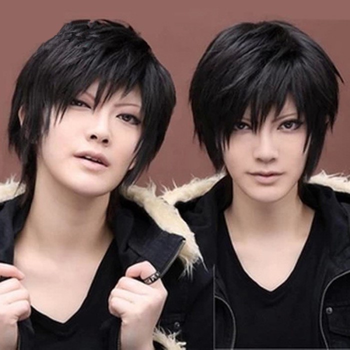 WIG HITAM COSPLAY PRIA PENDEK