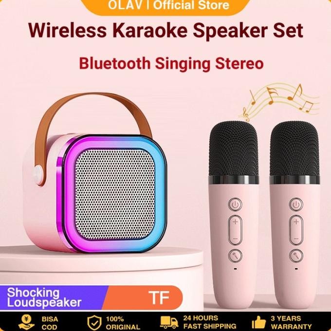 sale olav mini speaker bluetooth karaoke with 2 microphone k12 portable bluetooth audio wireless kar