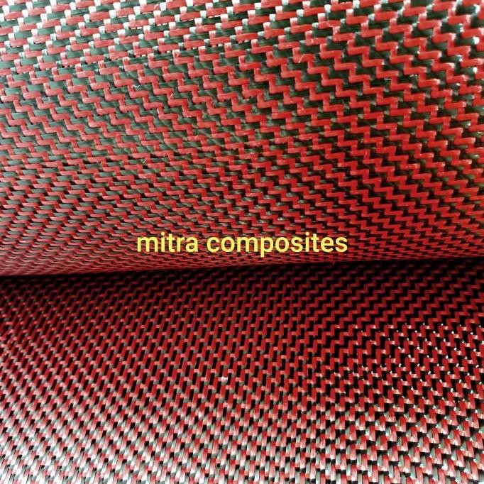 Promo serat carbon kevlar hybrid fabric karbon kevlar merah kuning biru oren COD