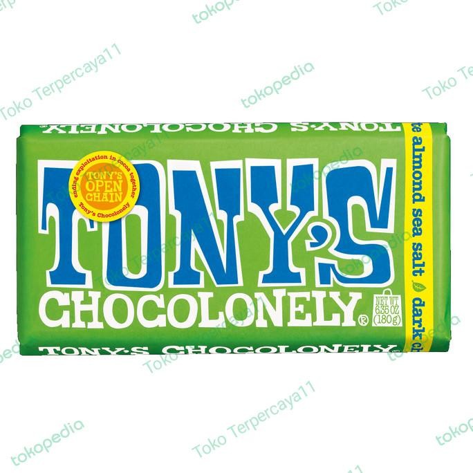 

NEW PRODUK TONY'S CHOCOLONELY DARK CHOCOLATE ALMOND SEA SALT 180GR|COKLAT|COKELAT !!!!!
