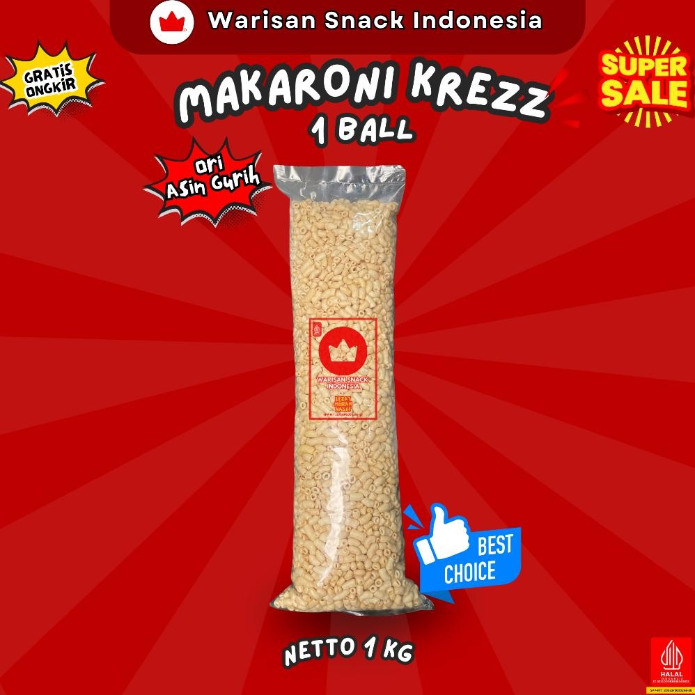 

MMA-1318 (1 Ball) MAKARONI BANTAT WARISAN SNACK INDONESIA (1kg) Makanan Ringan Krupuk Cemilan Murah halal pedas daun jeruk Viral