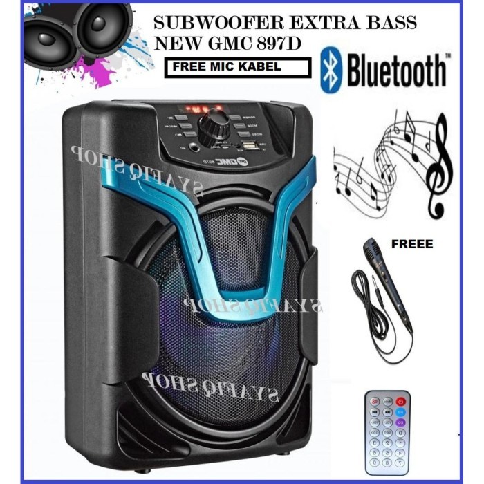 Speaker Bluetooth Karaoke GMC 897D Free mic kabel 1 pcs Terbaru Berkualitas
