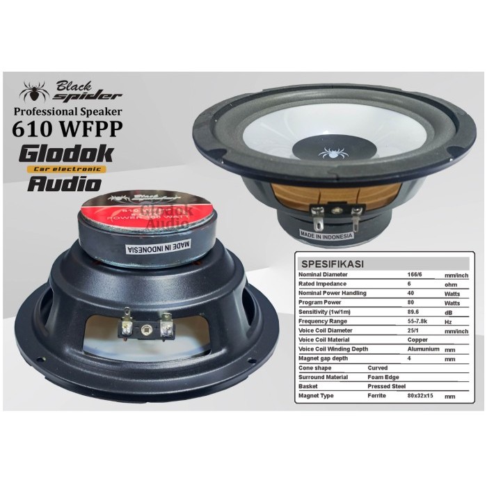 Speaker Woofer Full range 6 inch Black Spider 638 W 1/pc Terbaru Berkualitas