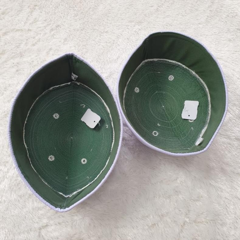 Ramadhan Sale Peci Malaysia Logo Emas Dan Putih | Peci Kopiah Oval Kokoh | Peci Sholat Bisa Cod