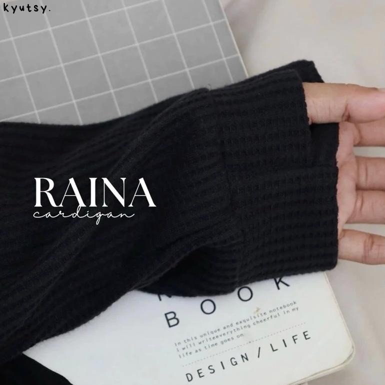 Promo Ramadhan Elmina Raina Cardigan Outer Rajut Long Terbaru 2025 Simple Minimalis Putih Broken Whi
