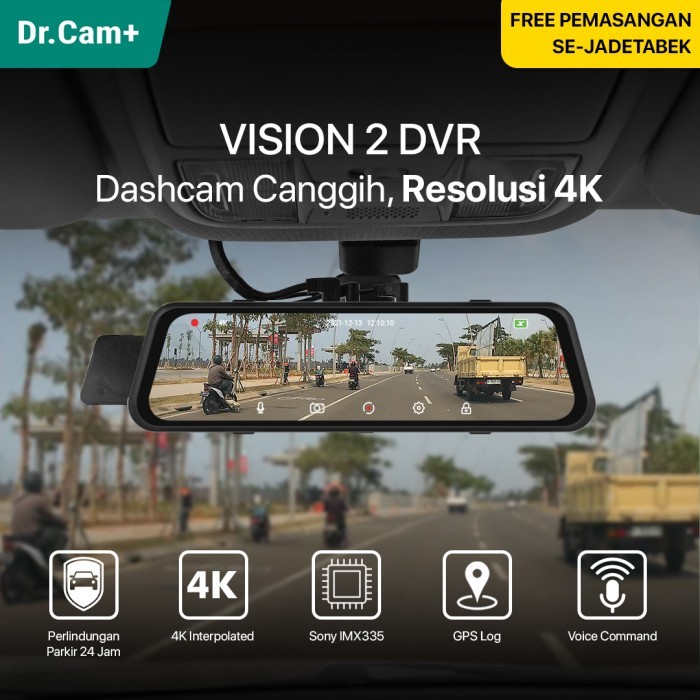 TERBARU Spion Dash Cam DrCam+ Vision 2 - Kamera Mirror DashCam