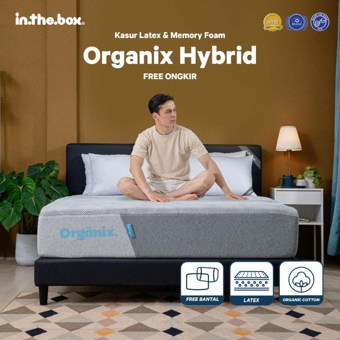 Kasur Busa Latex Inthebox Organix Hybrid 120X200 - Free Bantal