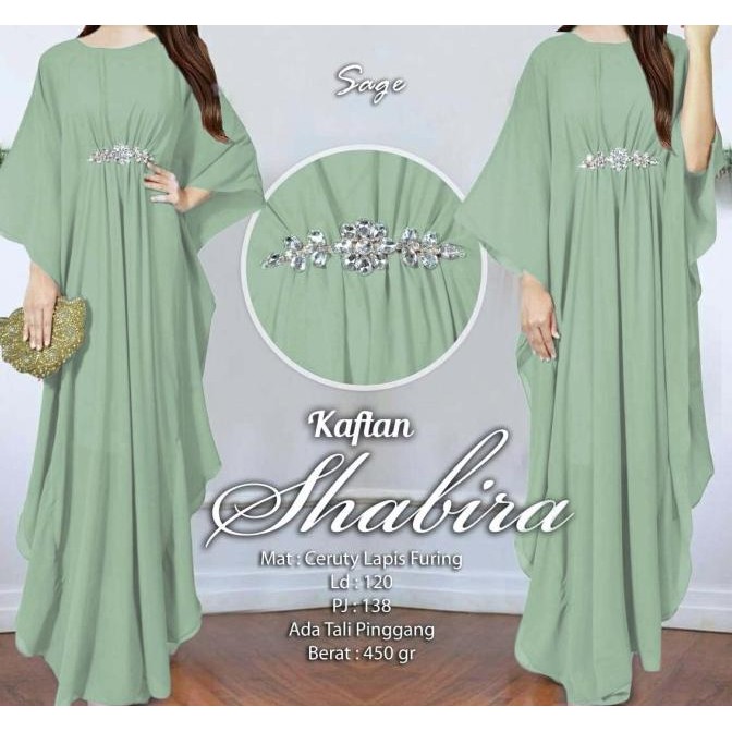 ARNIS, SHABIRA KAFTAN JUMBO BUSUI / KAFTAN CERUTY / BUSANA MUSLIM KAFTAN GAMIS LEBARAN 2025 MAXI MID