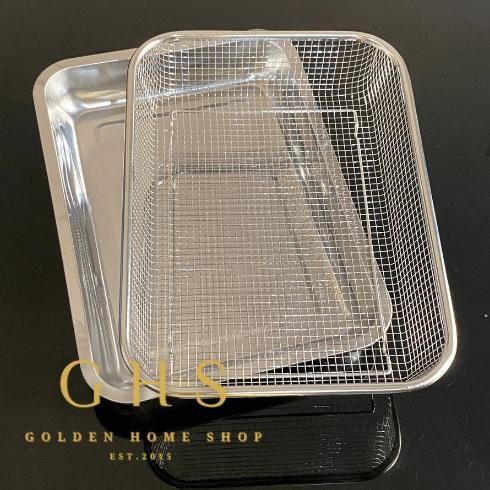 SARINGAN + NAMPAN SEGI BESAR STAINLESS | TIRISAN GORENGAN MAKANAN