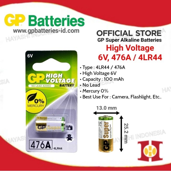 FREE ONGKIR BATERAI 476A 4LR44 6V ALKALINE GP KODE 940