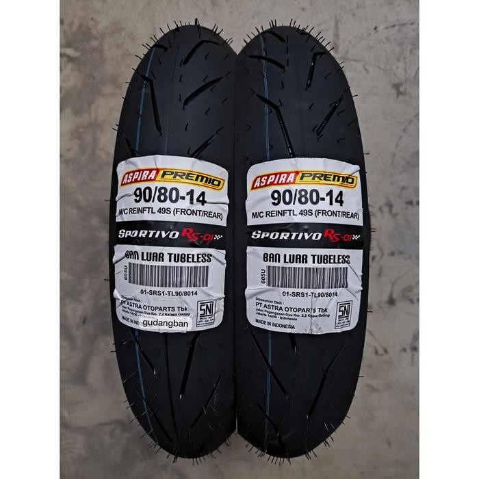 Paket 2 buah ban ASPIRA SPORTIVO RS-01 90 80 14 RATA TUBELESS
