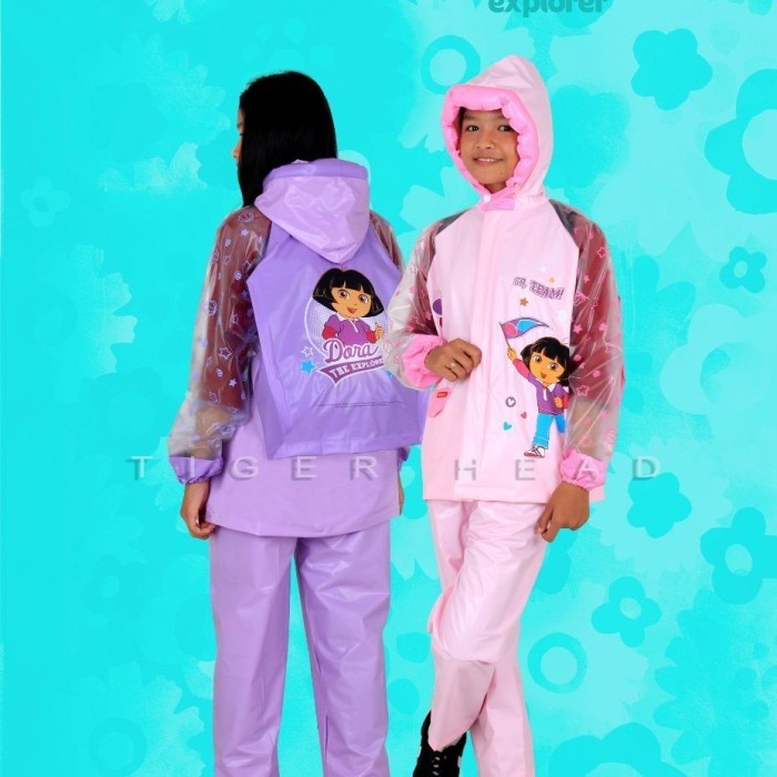 JAS HUJAN ANAK SETELAN BACKPACK TIGER HEAD 68404 DORA READY YAA