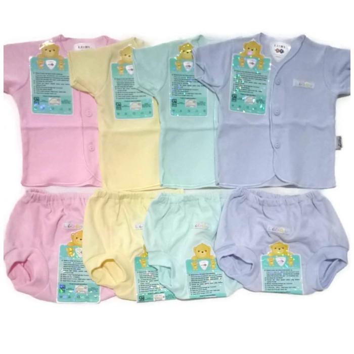 LIBBY BABY - 3STEL Polos Warna Setelan Pendek