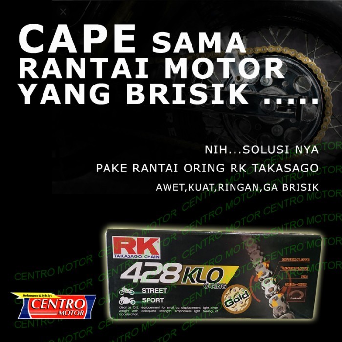 Rantai Oring Rk 428Klo-130L Gold.Rantai Motor Vixion/Cb150R/Satria Fu