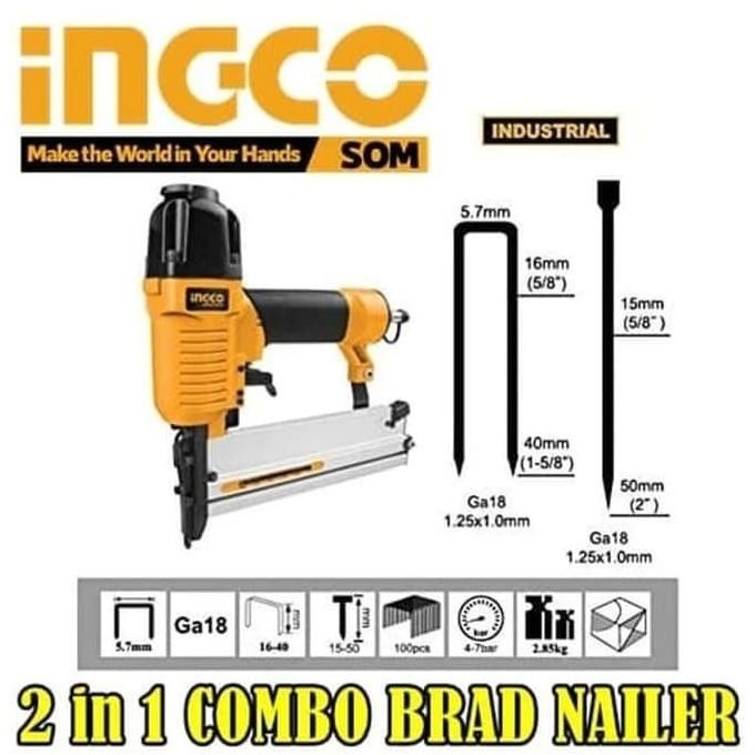 

Promo INGCO AIR NAILER MESIN PAKU TEMBAK STAPLES ANGIN 2IN 1 INGCO GA18 COD