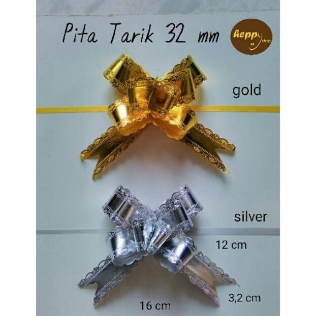 

monggo] Pita Tarik Gold Silver 32 mm, Pita Serut