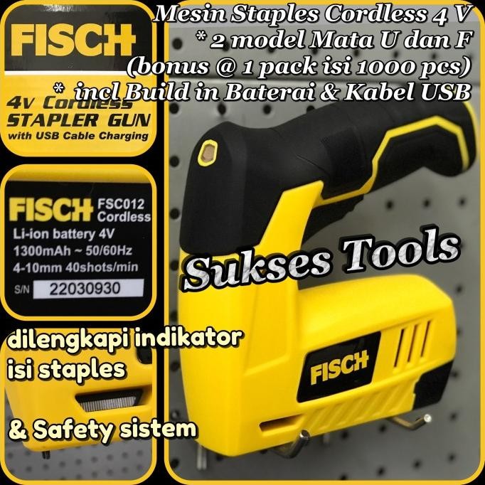 

Promo Mesin Staples Paku Tembak Baterai 4 V Fisch Cordless Gun Tacker 2 in 1 COD