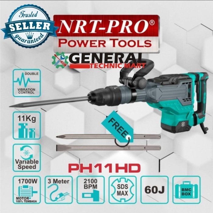 NRT-PRO PH11HD Mesin Bor Bobok Beton Demolition Hammer Drill PH11 HD