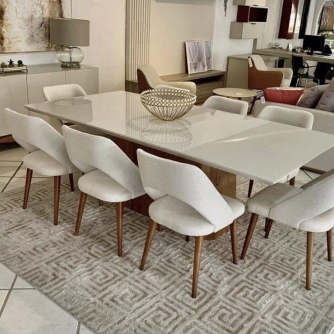 Promo MEJA MAKAN MARMER 8 KURSI ESTETICO HIGGIS HOME STYLE COD