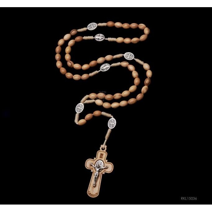 Rosario Kayu Salib Medali St. Benedict Italy Katolik Berkualitas