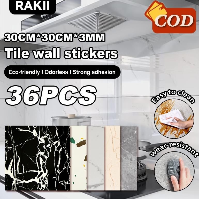 (36 Buah) Wallpaper Dinding Vinil Marmer 30X30Cm/Lantai Vinil Marmer Granit/Stiker Kabinet Marmer/St