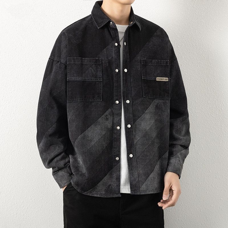 Men's Denim Jacket Gradient Casual New Fashion Brand Shirt