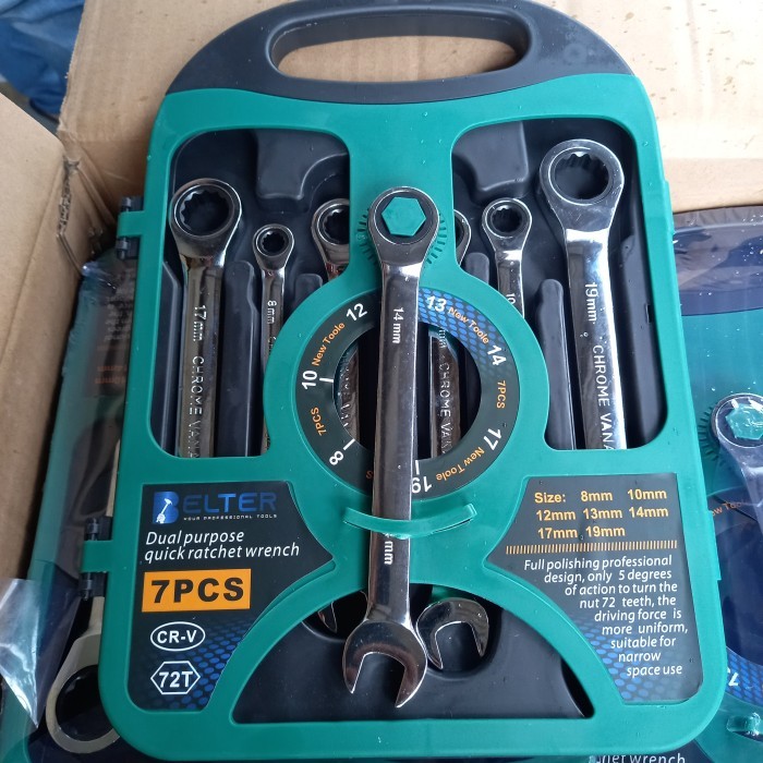 KUNCI RACHET RING PAS SET 7PCS WRENCH COMBINATION RACHET SET 7 PCS