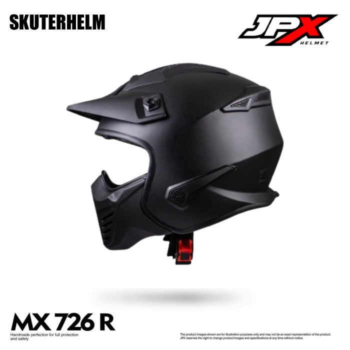 Helm Jpx Mx 726 Black Doff/Red Full Face