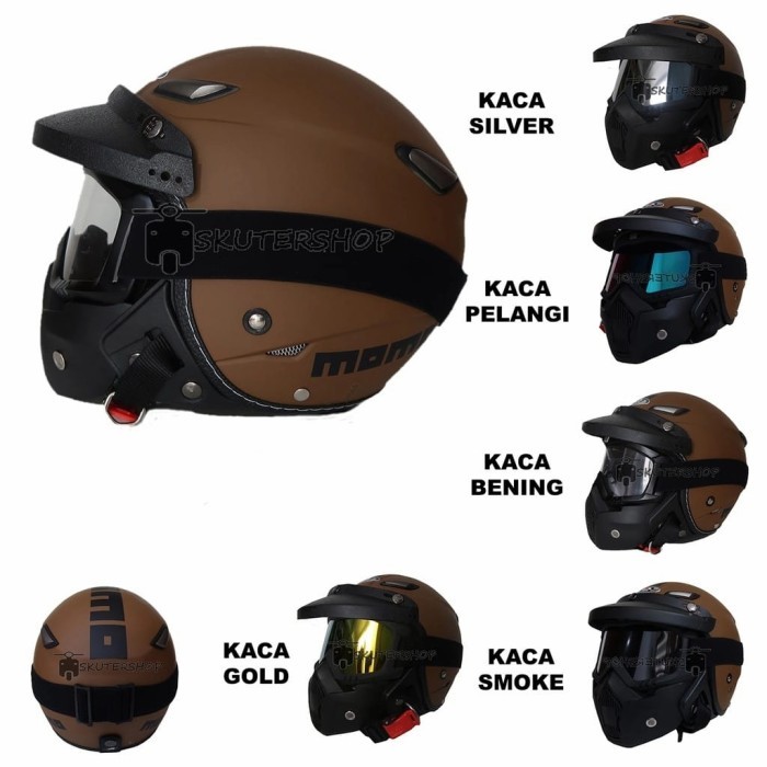 Helm Retro Klasik Japstyle Jpn Momo Vintage Coklat Doff